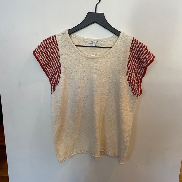 NWT Madewell Cream and Orange Kimble Cap Sleeve sweater sz M - Picture 3 of 6